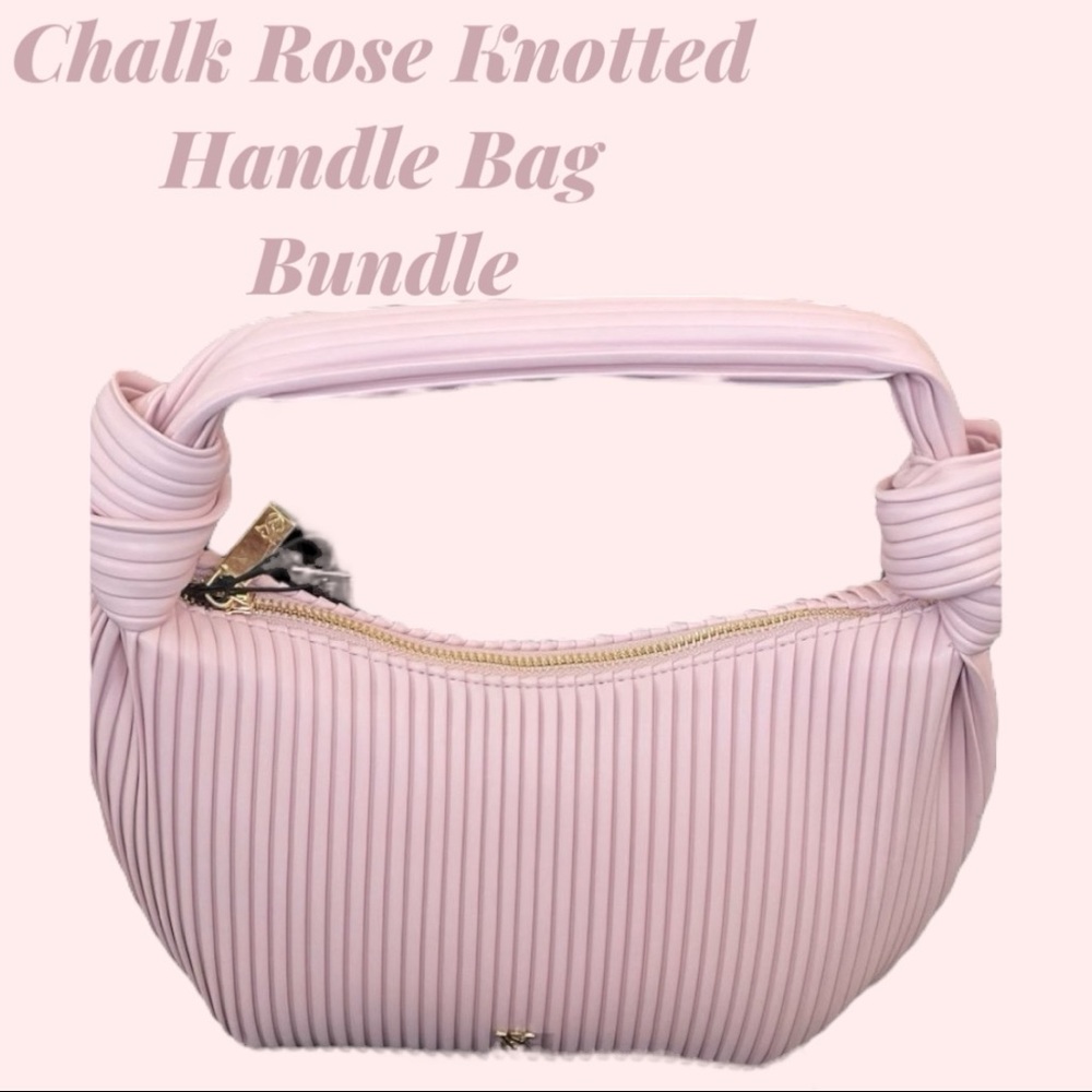 Victoria’s Secret CHALK ROSE PINK KNOTTED TOP HANDLE BAG & CARD CASE